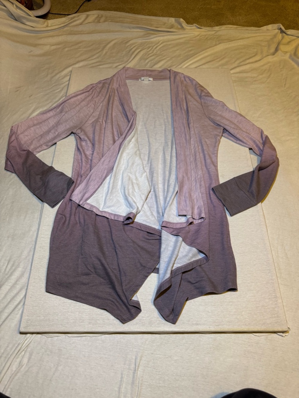 Warehouse one Ombre Lavender to Deep Mauve Open-Front Cardigan